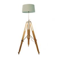 Lampadaire trépied abat jour bleu glacé