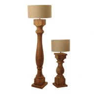 Lampadaire antique et lampe abat jour taupe