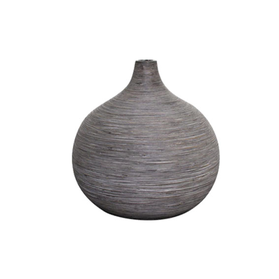 Vase boule rotin gris H56 D55