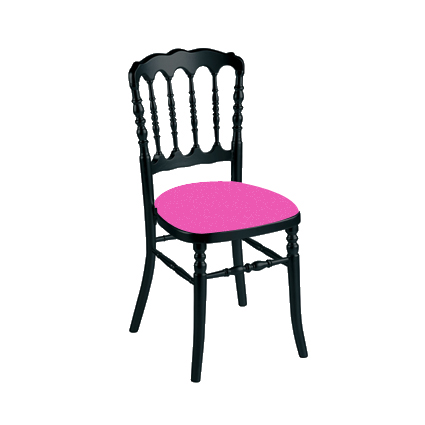 Chaise Napoléon III noire galette fushia 