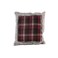 Coussin tartan fourrure