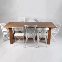 Ensemble table bois white fermière 