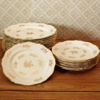 Assiette vintage fleur or