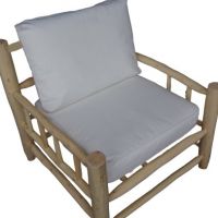 Fauteuil Eucalyptus, coussins beige