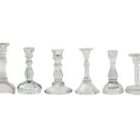 Lot de 6 bougeoirs verre bohème dépareillés 