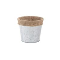 Pot en zinc et toile de jute 