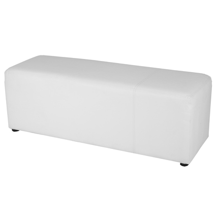 Pouf lounge cuir blanc 120x40